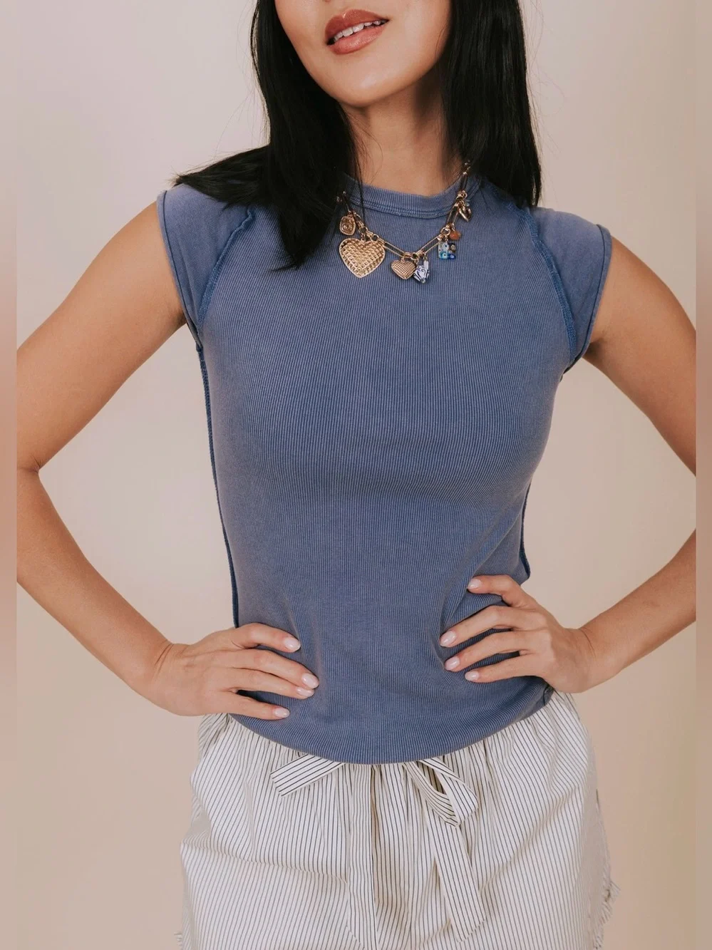 NWOT Free People We The Free Ever Had Tee - vintage indigo blue - Small